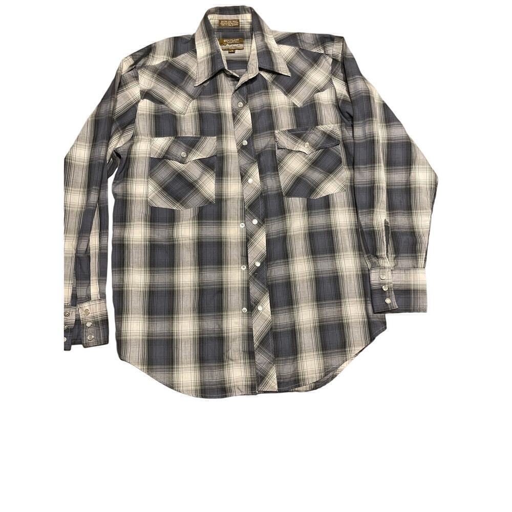 Outlaw Western Wear Shirt Pearl Snap Gray Plaid